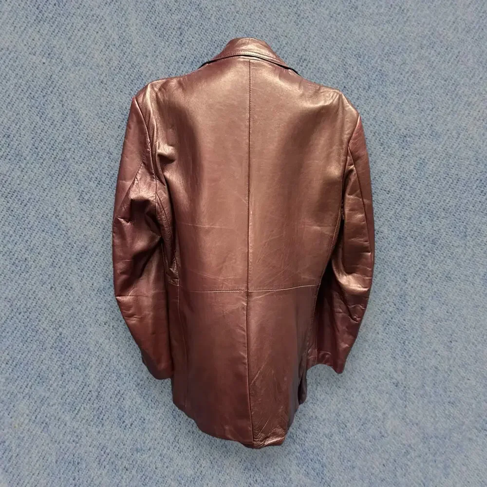 Vintage London Fog Men’s Burgundy Leather Blazer - Size 44 Regular - Picture 2 of 6